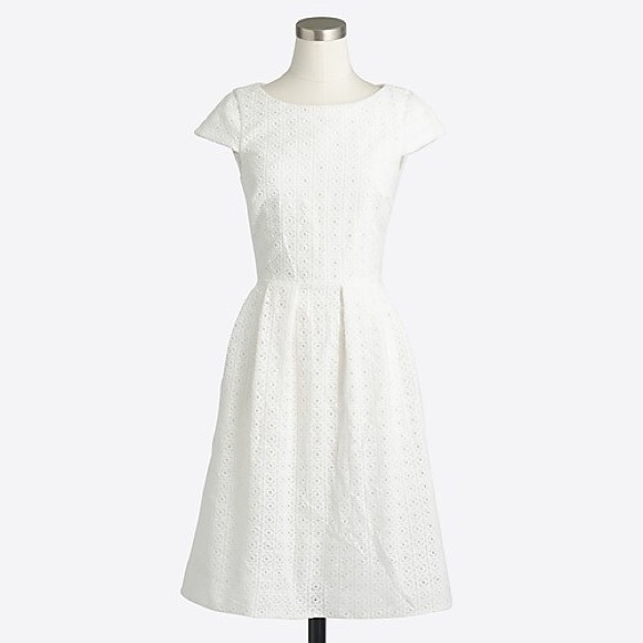 J. Crew Dresses & Skirts - SOLD J. Crew white eyelet cap-sleeve dress, Size 2 NWT